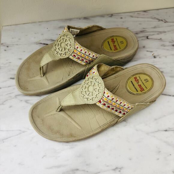 Skechers Tone Ups Beige Thong Sandals Women’s Size 10 - Picture 8 of 10